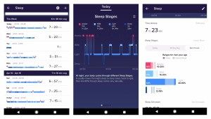 Screenshoty fázy spánku Fitbit Alta HR