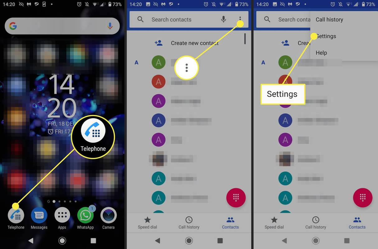 Capturas de pantalla que muestran cómo acceder a la configuración del teléfono en Android.