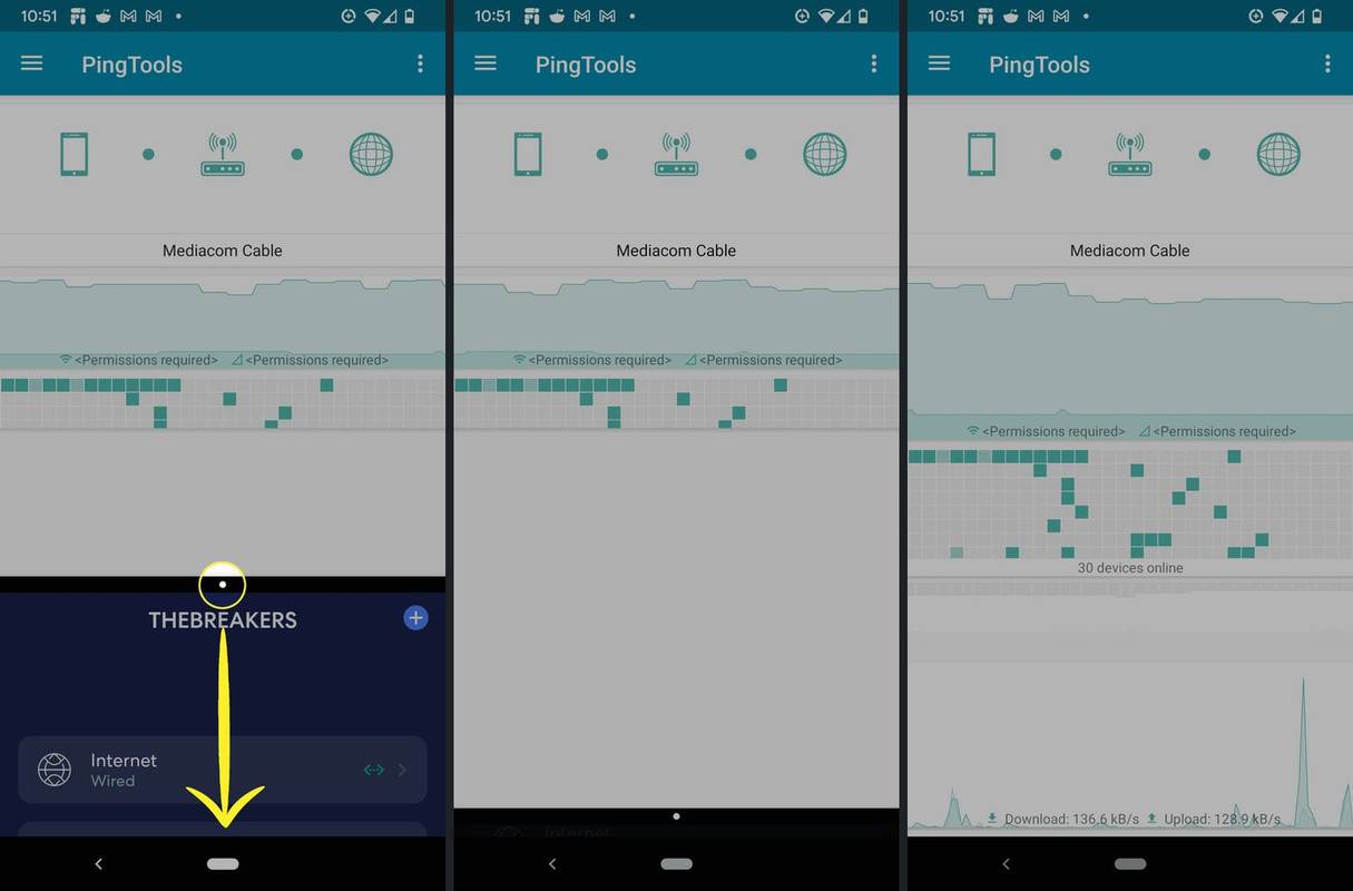 Etapas anotadas para passar de tela dividida para um aplicativo de tela única no Android.