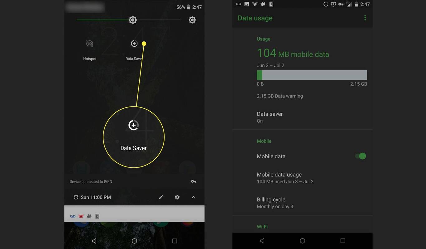 Data saver ng mabilisang setting ng Android