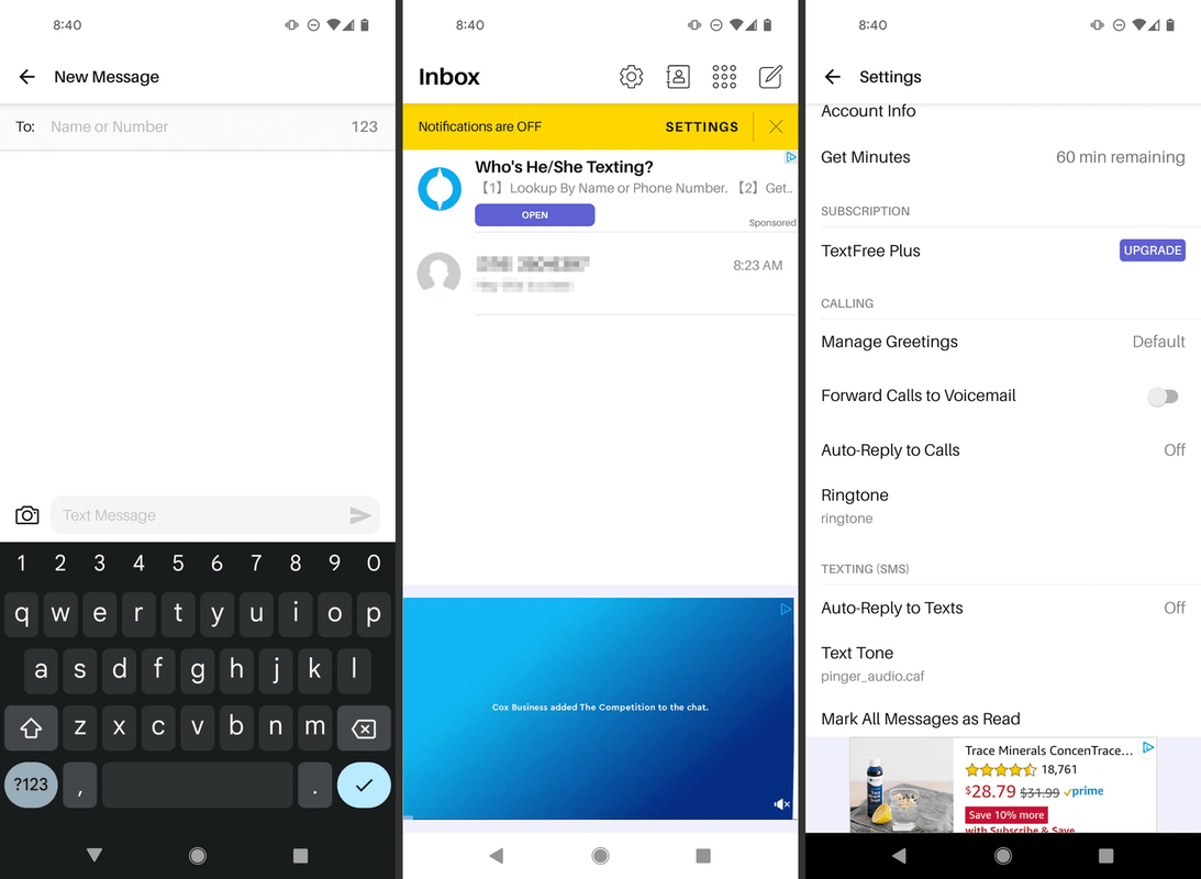 textfree android bezplatná aplikace pro textové zprávy
