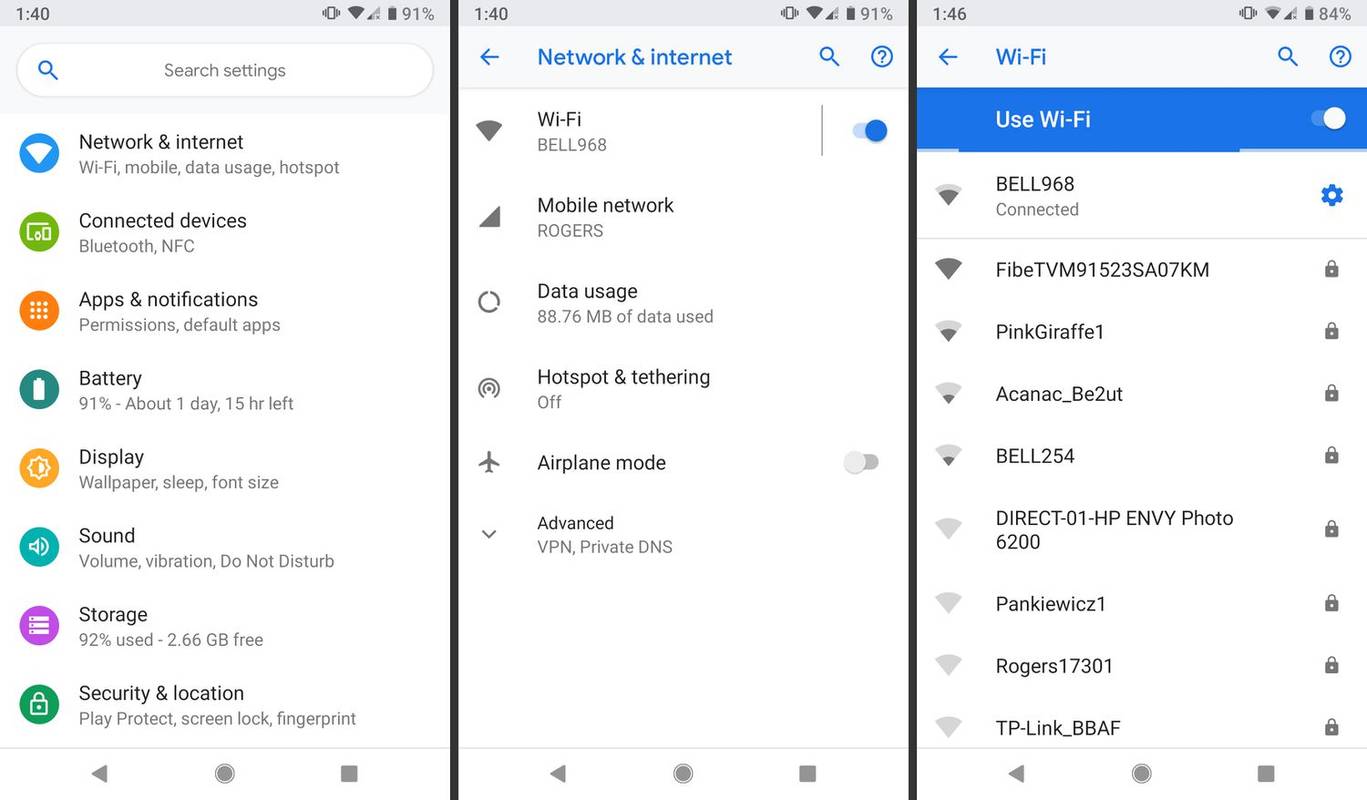 Una captura de pantalla que muestra una lista de redes Wi-Fi disponibles.