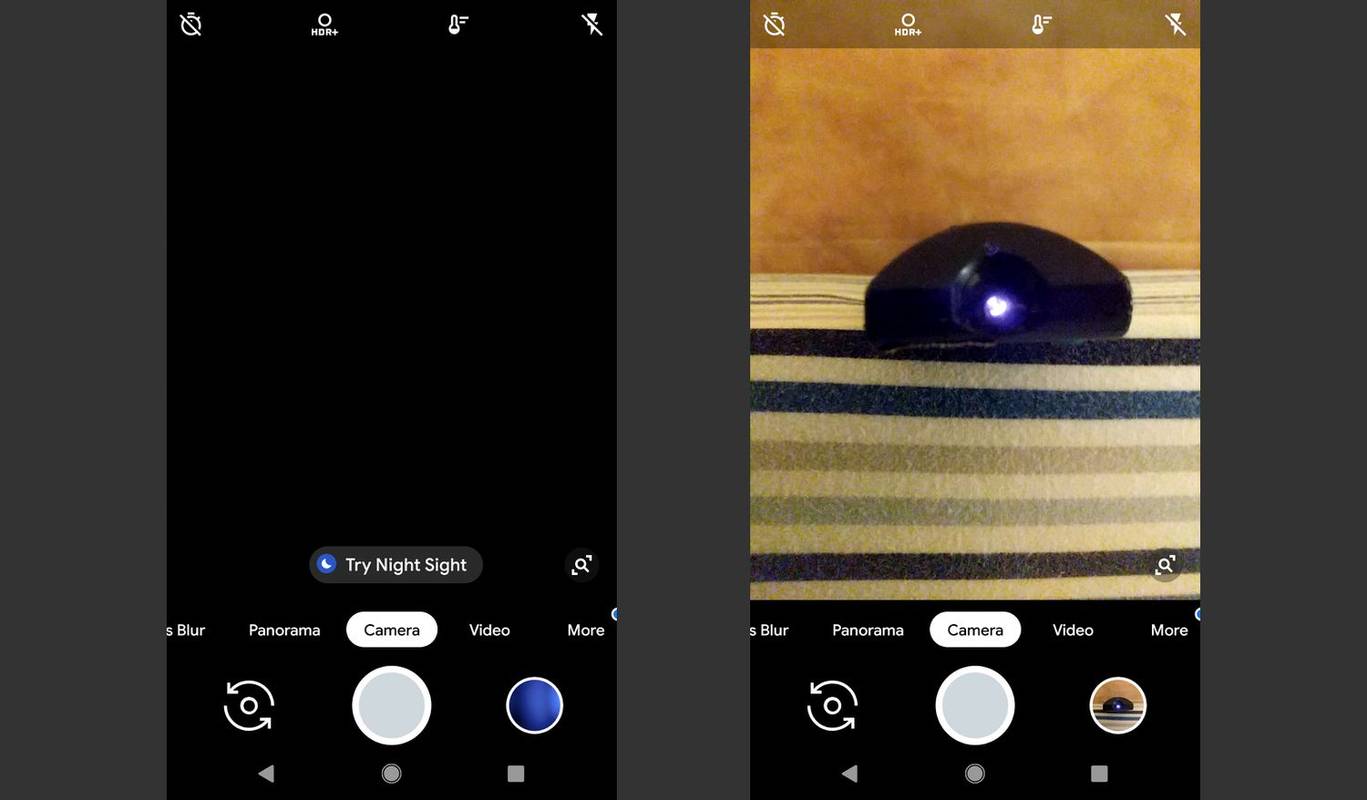Uma captura de tela mostrando a luz infravermelha de um controle remoto de TV com Android