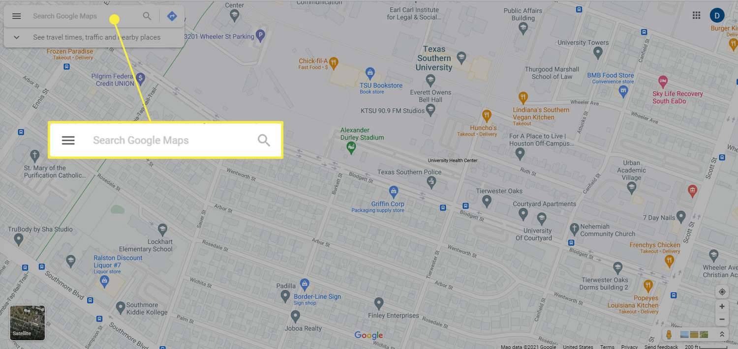 Google Maps keresőmező