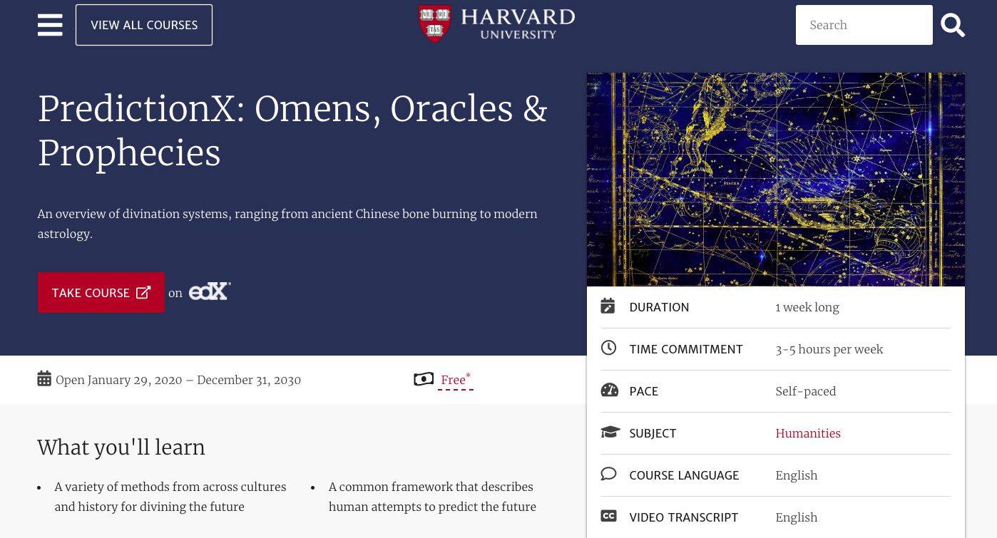 Описание курса Гарвардского онлайн-обучения для