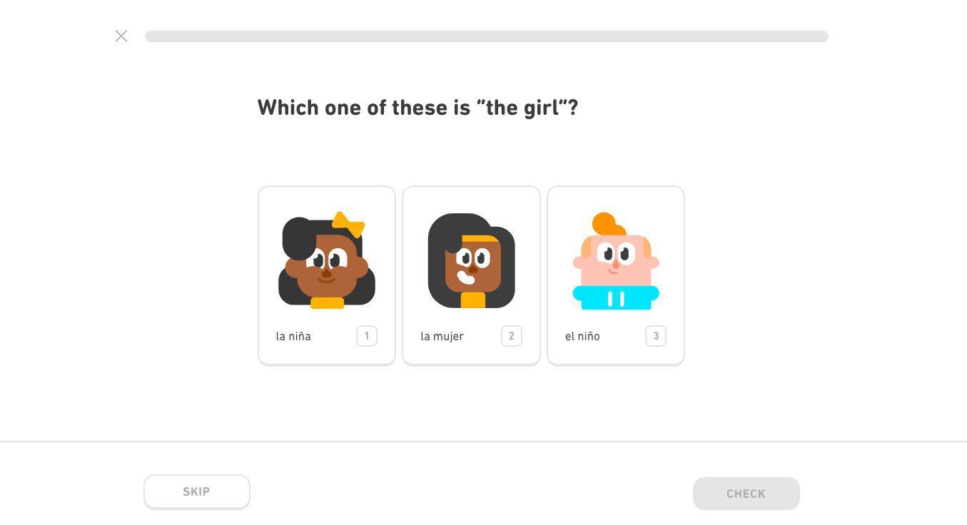 Duolingo innledende spansk leksjon spør