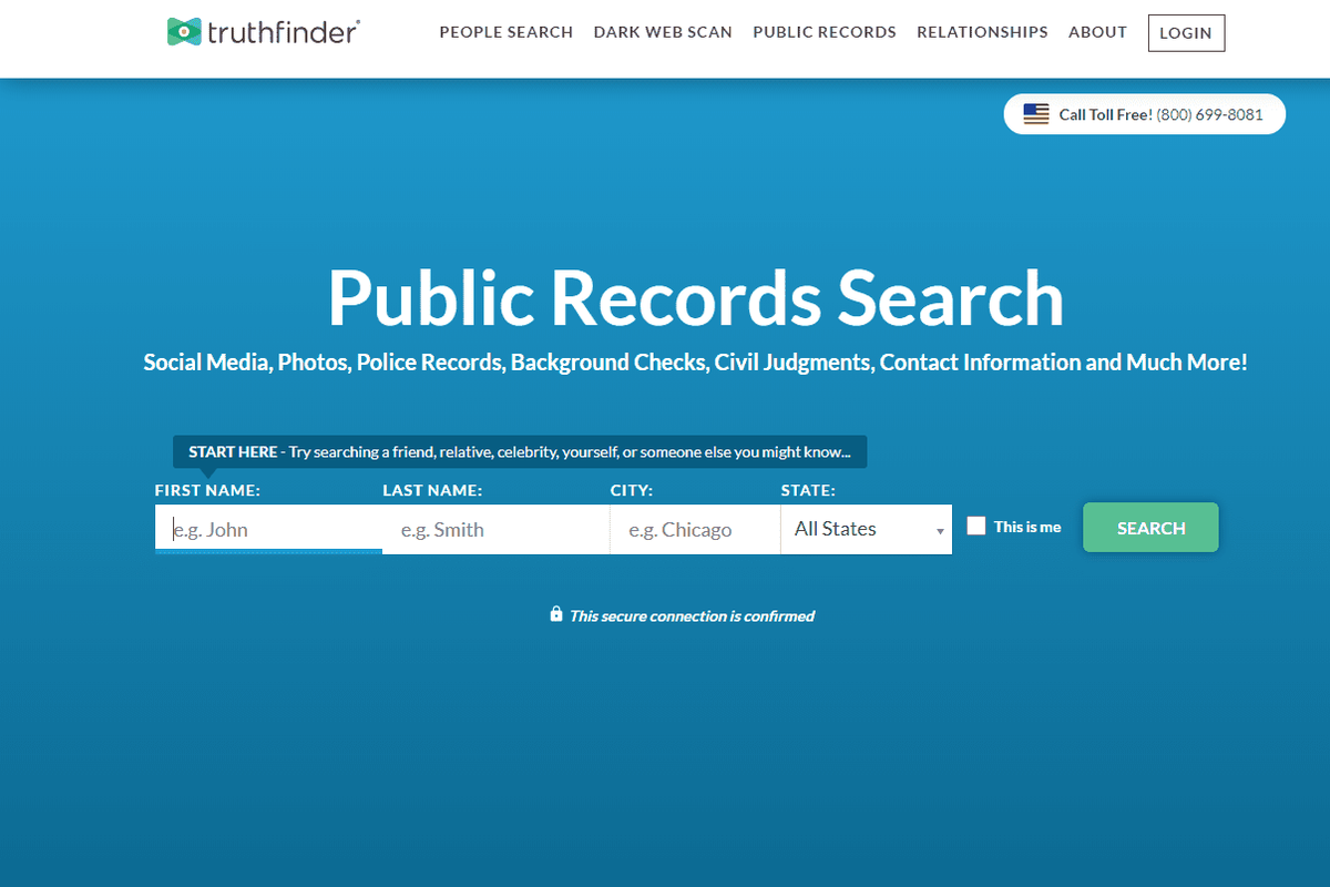 Webové stránky na vyhľadávanie ľudí TruthFinder