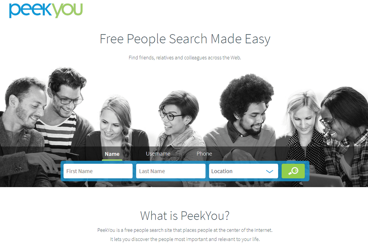 PeekYou-nettstedet for folksøk