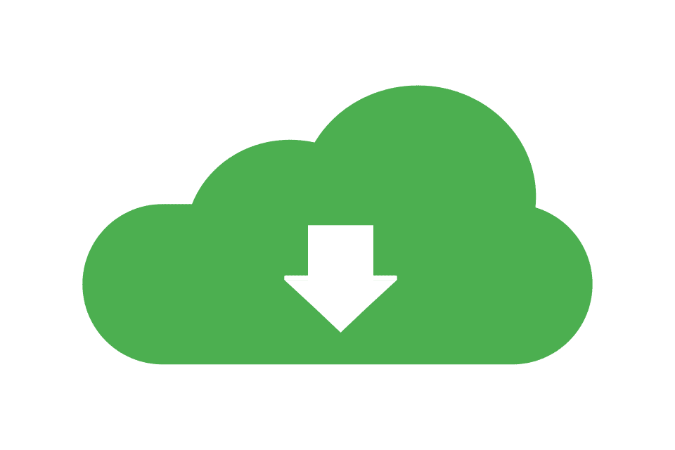 화살표와 구름이 있는 녹색 다운로드 그림