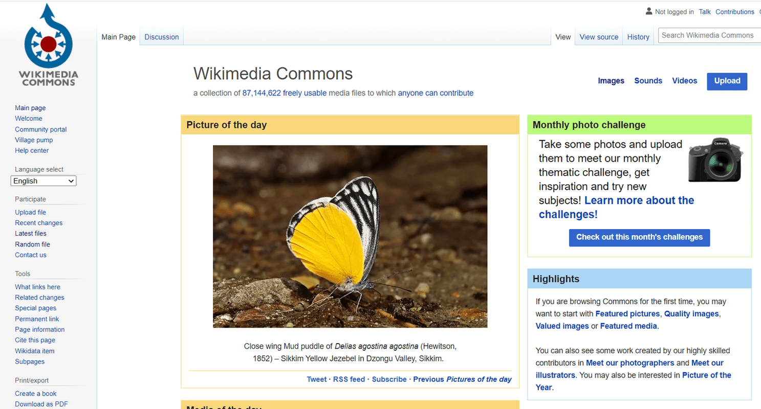 ウィキメディア・コモンズのウェブサイト