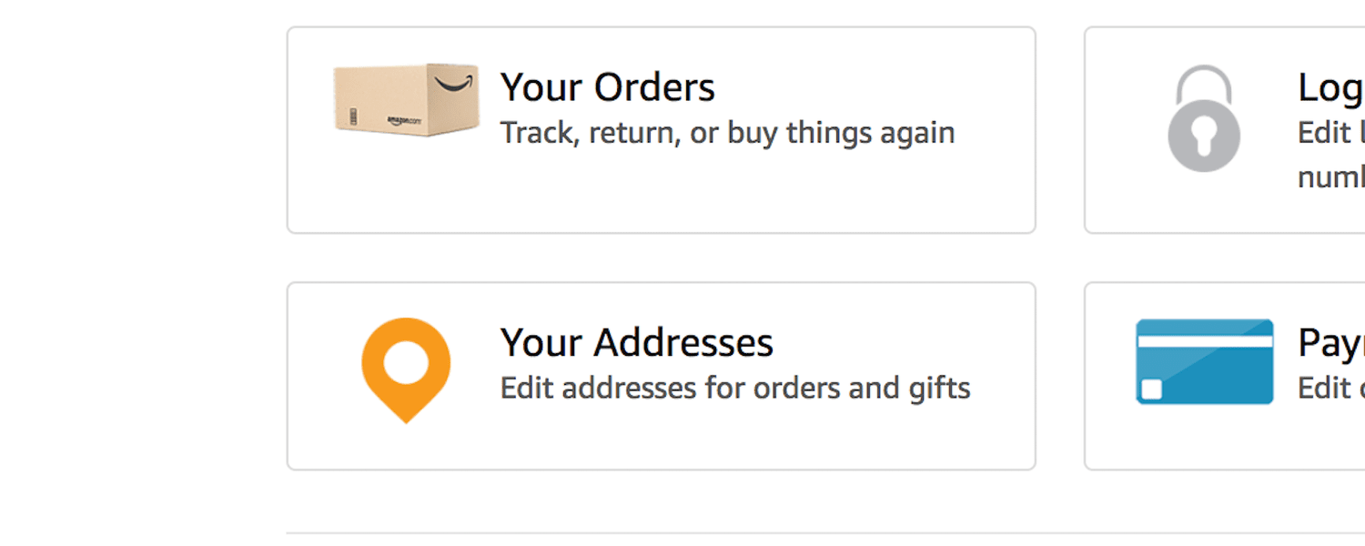 Skärmdump av Amazon-alternativ för att redigera leveransadresser