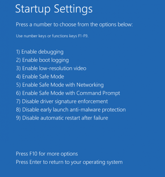 options de démarrage avancées de Windows 8