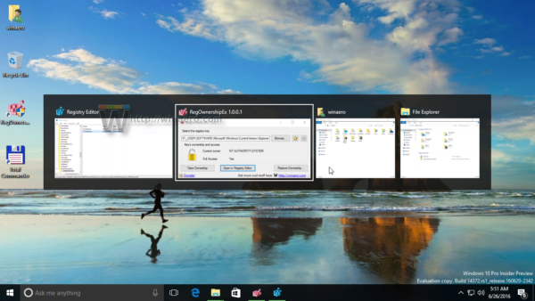 Windows 10 thay thế tab cửa sổ nền ẩn
