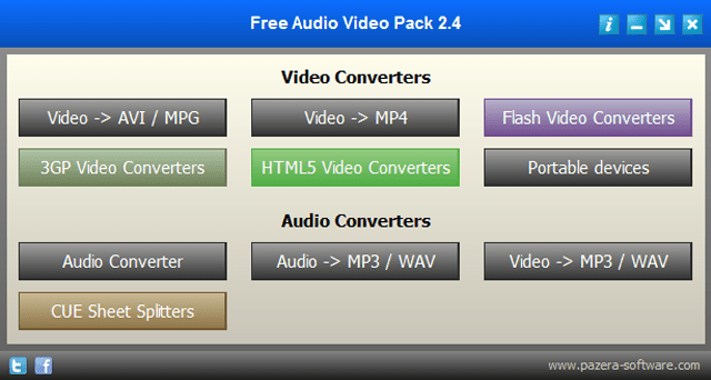 Free Audio Video Pack 2.4 v sistemu Windows 10
