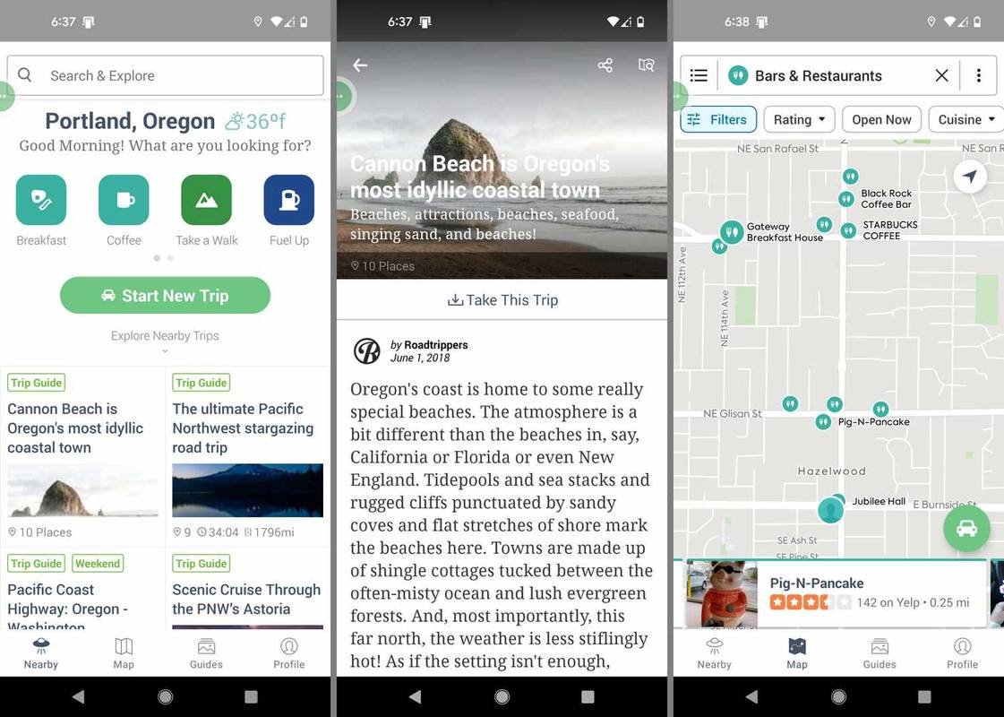 Aplikacija Roadtrippers za Android