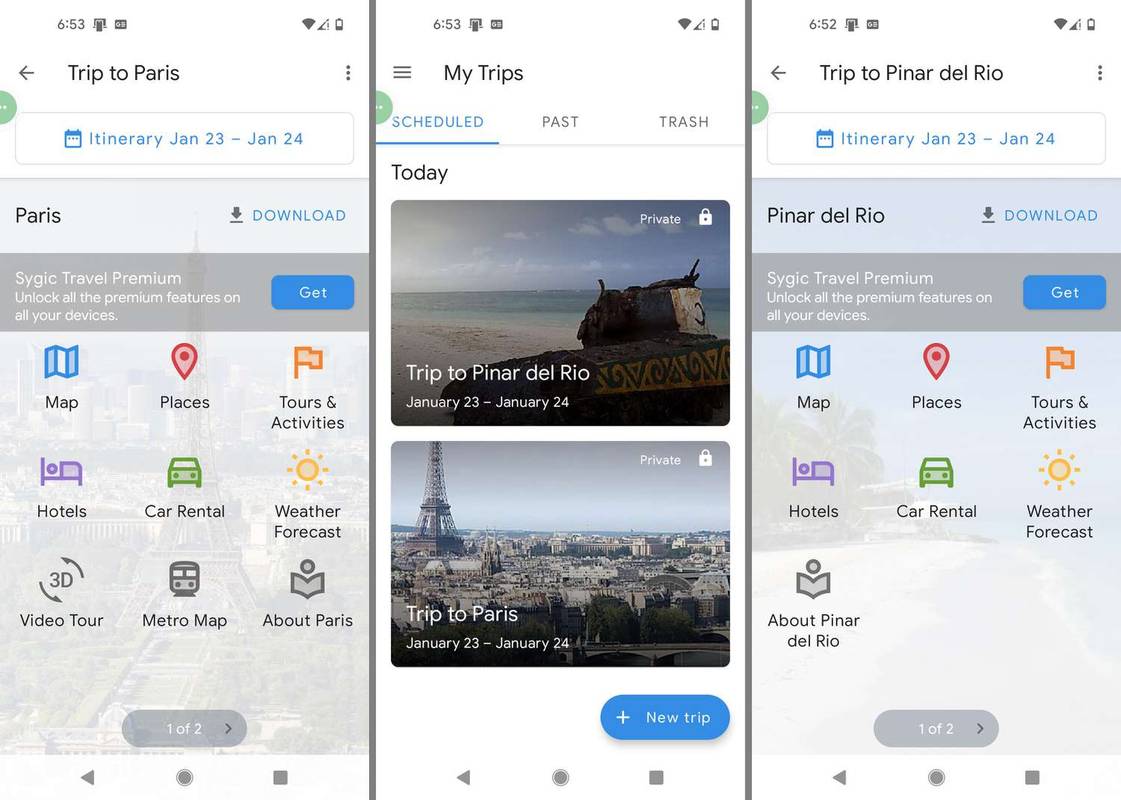 Application Sygic Travel pour Android