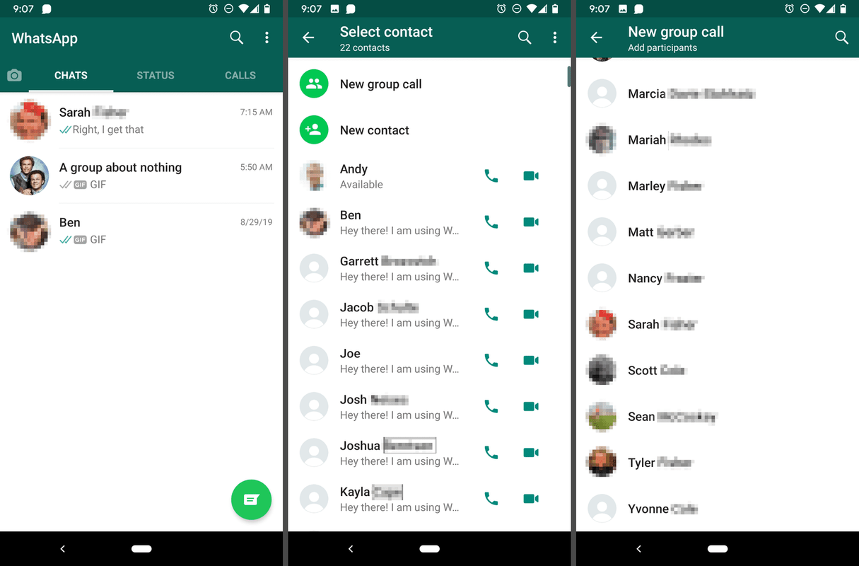 WhatsApp Android skambučiai internetu