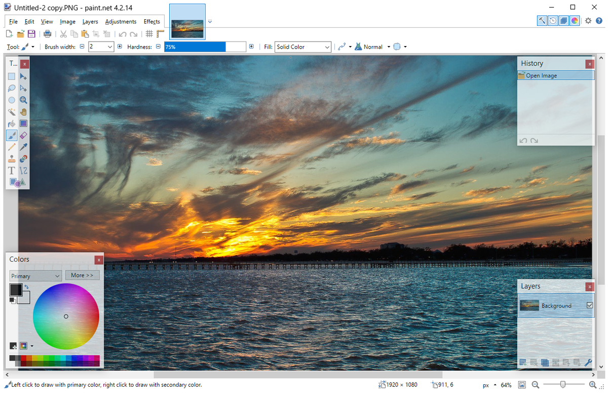 Snímka obrazovky Paint.NET v systéme Windows 10