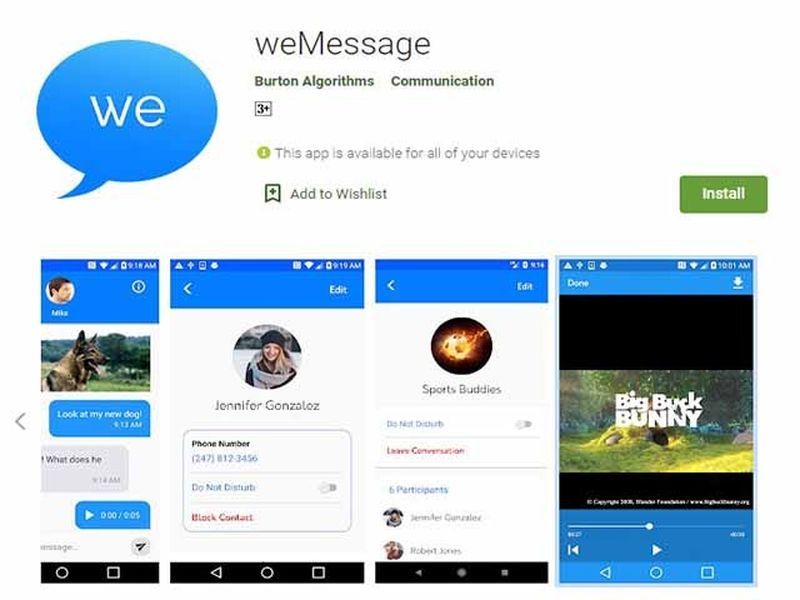 Application WeMessage sur Playstore
