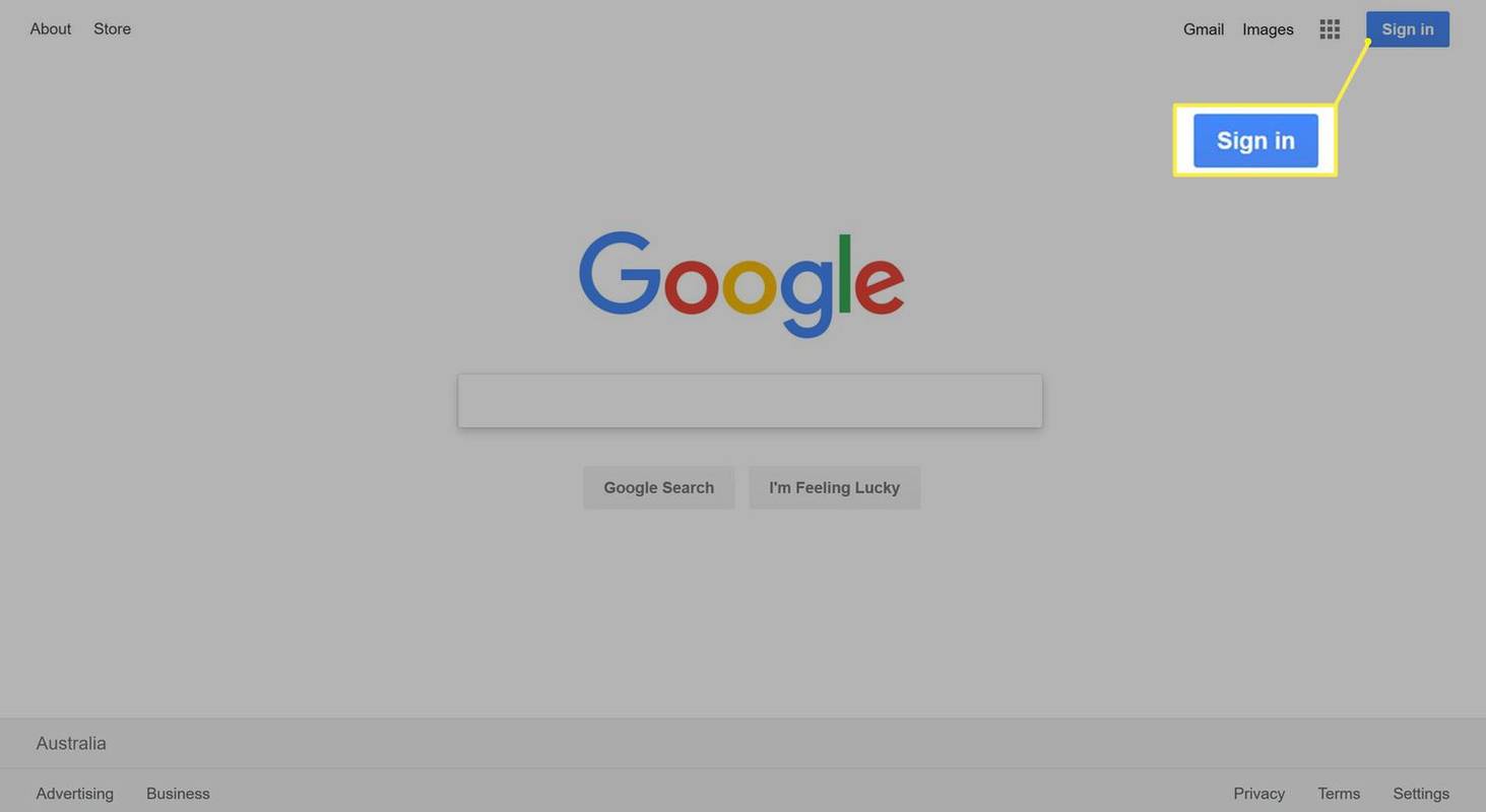 Botón de inicio de sesión en la página de inicio de Google