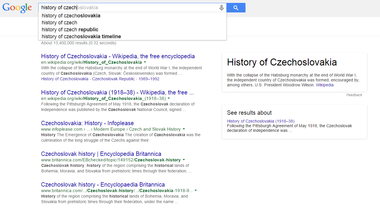 Экран поиска Google