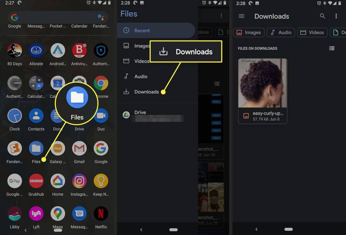 Aplikace Soubory a složka Stažené soubory v systému Android