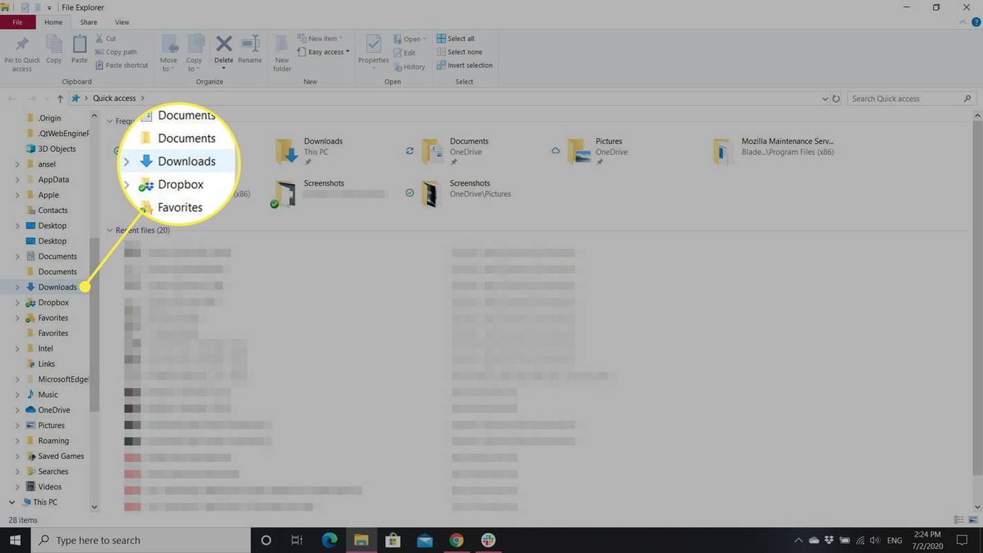 Složka Stažené soubory ve Windows