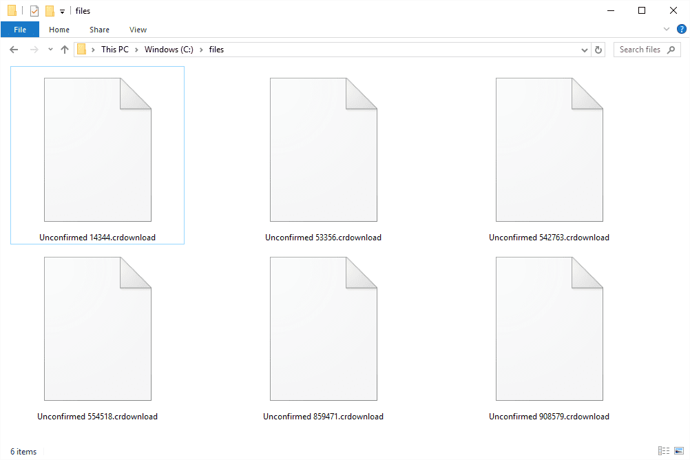 CRDOWNLOAD filer i Windows 10