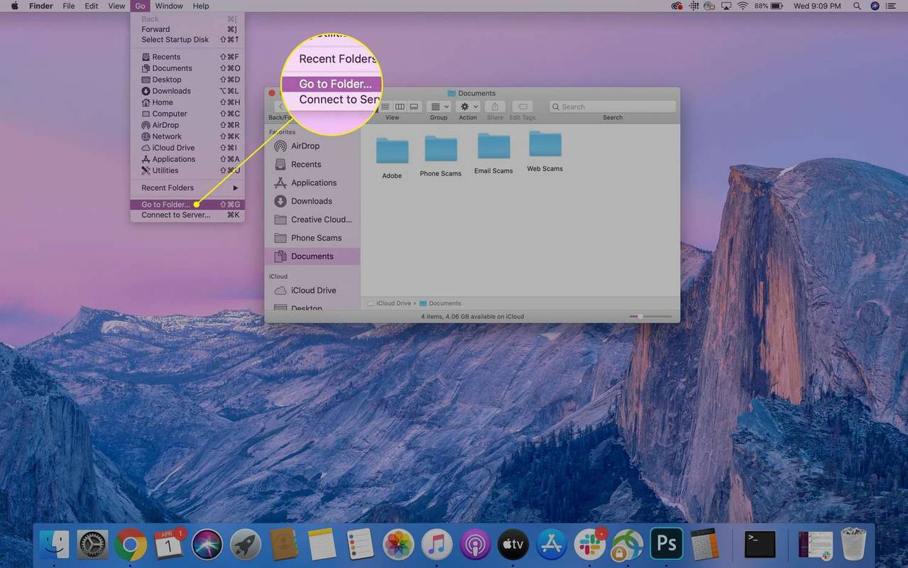 Perintah Buka Folder di macOS