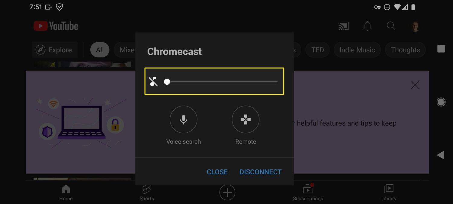 Audio Chromecast dibisukan di aplikasi YouTube
