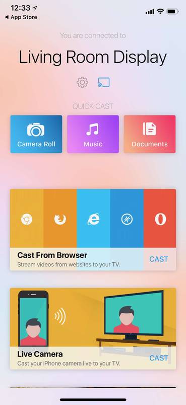 Tangkapan layar Chromecast untuk iOS