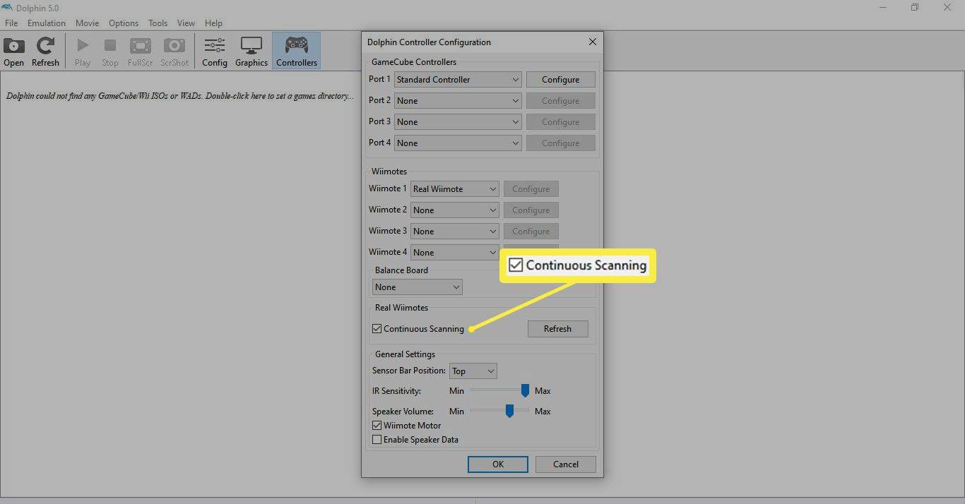 La casella de selecció Continuous Settings a la configuració del controlador de l