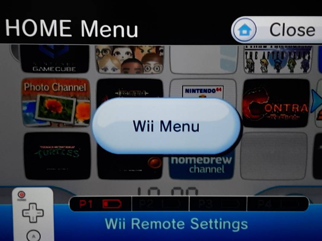 Nastavenia Wii Remote v hlavnej ponuke Wii