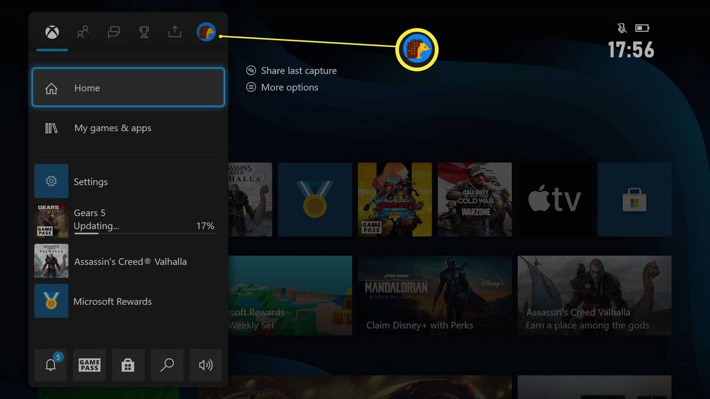 Nadzorna ploča Xbox Series X s istaknutim profilom i sustavom
