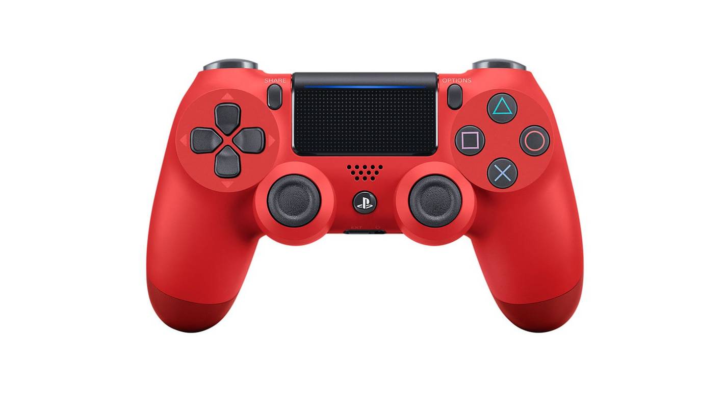 وحدة تحكم DualShock 4 باللون الأحمر لجهاز PS4