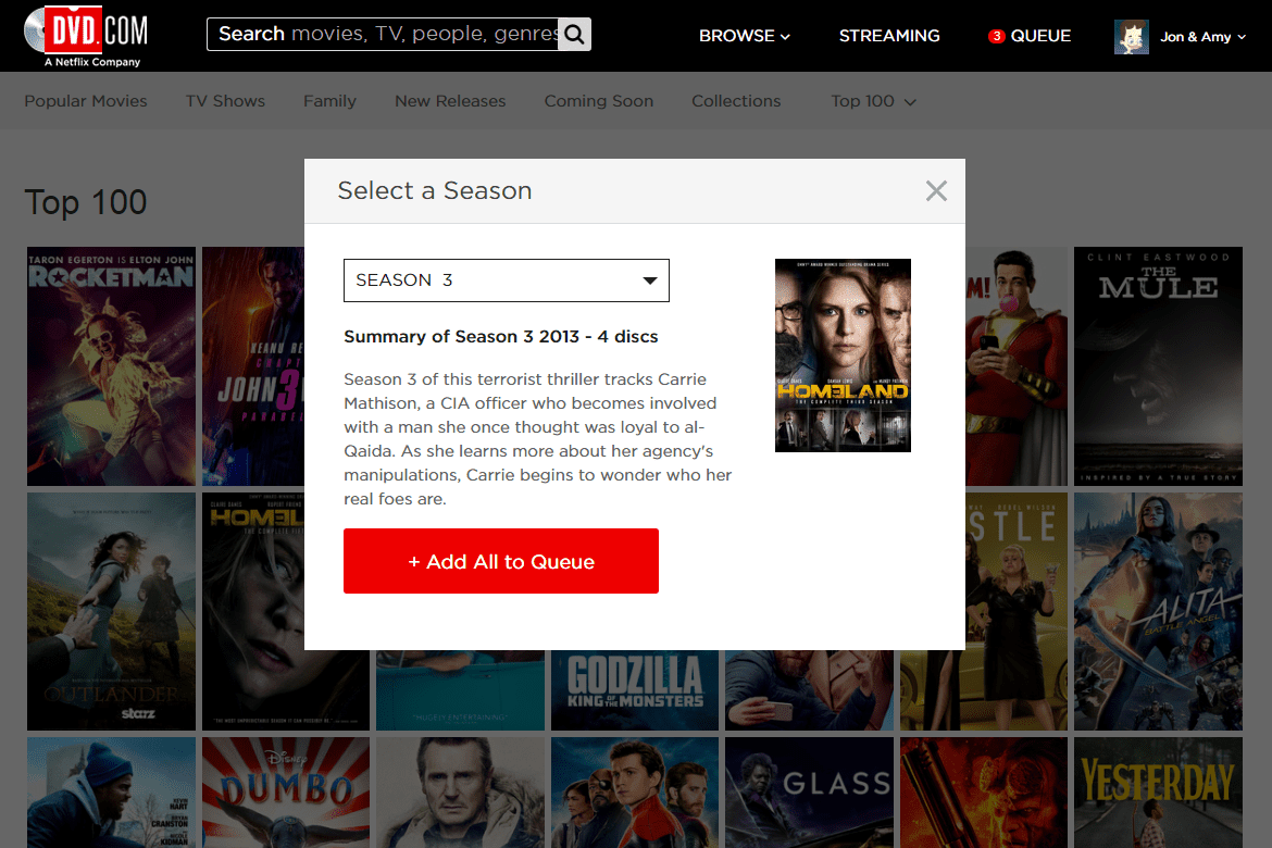 DVD Netflix Lisää kaikki jonoon -painike