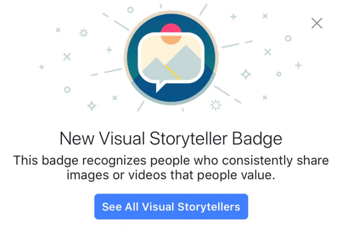 facebook nozīmītes Visual Storyteller