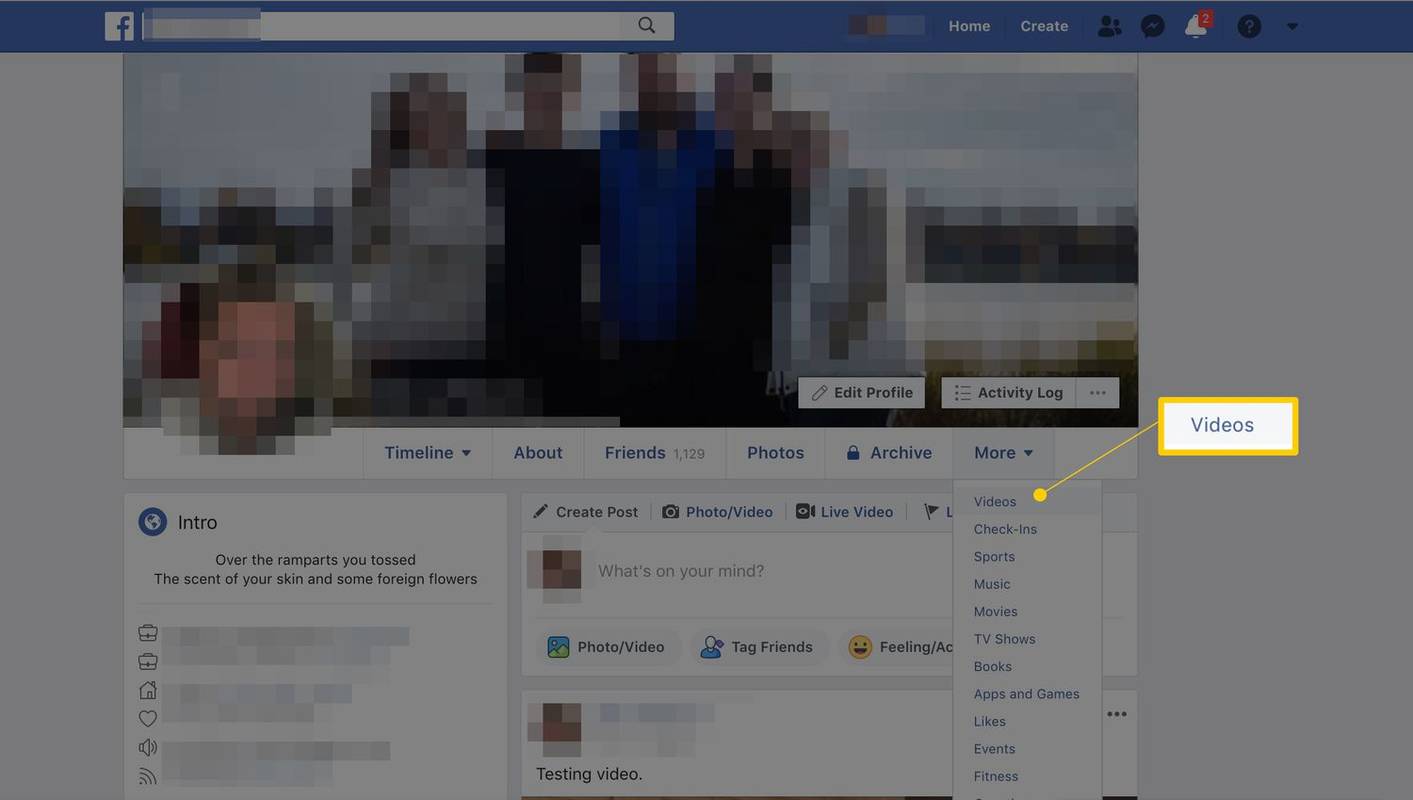 Pozycja menu Wideo w menu Więcej w profilu na Facebooku