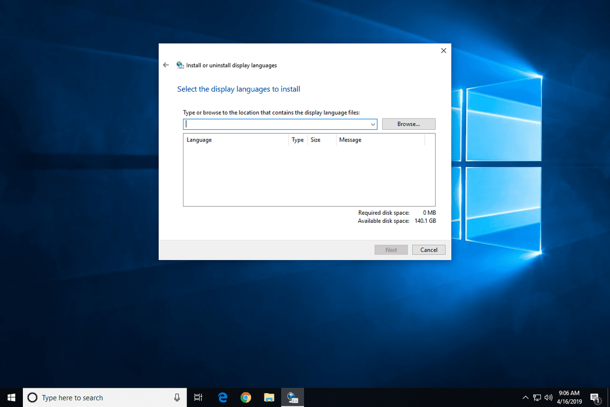 Installer eller avinstaller skjermspråkvinduet i Windows 10
