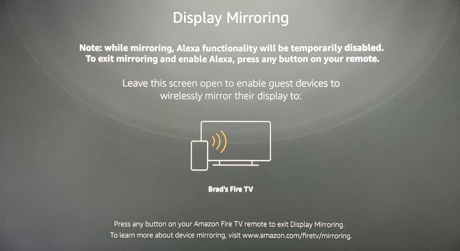 Fire TV Stick Display Mirroring screen.
