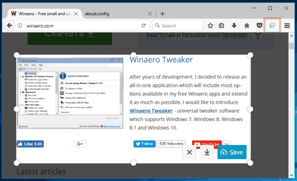 Tombol Screenshot Firefox 55
