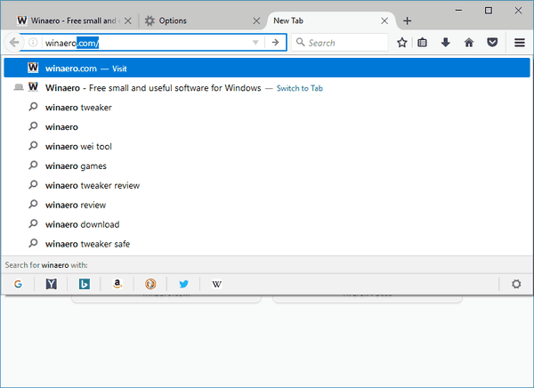 Návrhy vyhľadávania vo Firefoxe