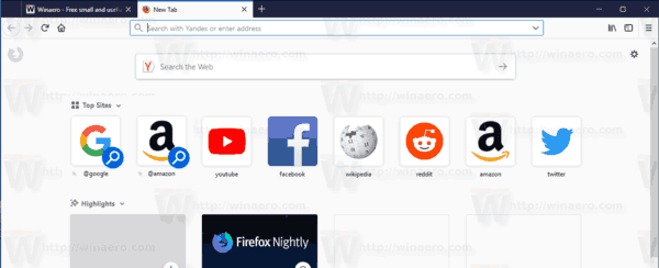 Firefox 63 -hakupikakuvakkeet