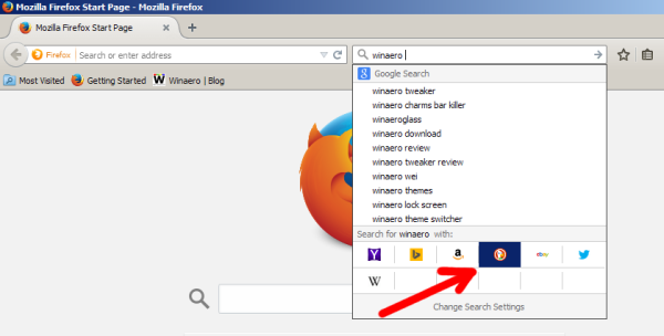 Firefox altera teclas de atalho do mecanismo de pesquisa 05