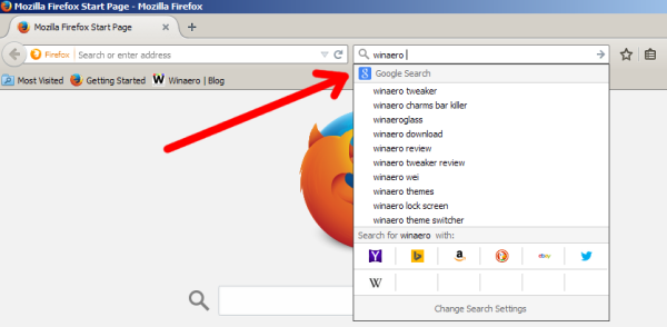 Firefoxがデフォルトの検索エンジンのホットキーを変更