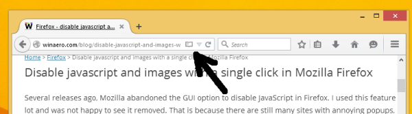„Firefox“ skaitytojo režimo piktograma