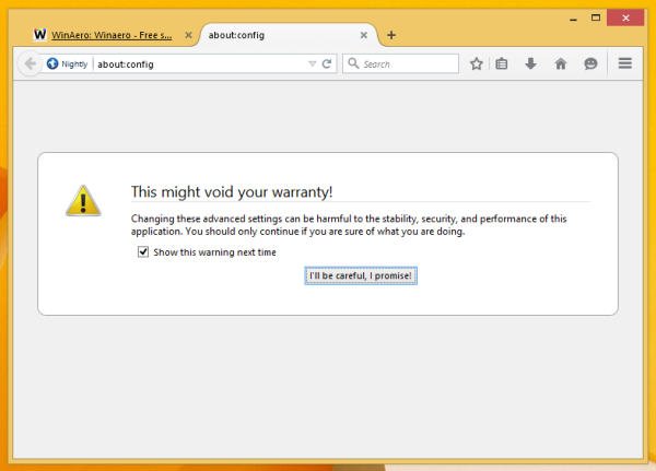 firefox nightly tentang config
