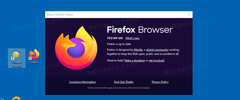 Firefox 70 Informazioni