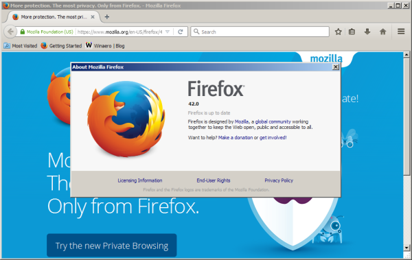 Firefox 42 à propos