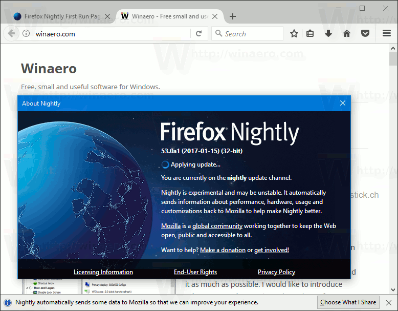 Firefox 53 O aplikácii